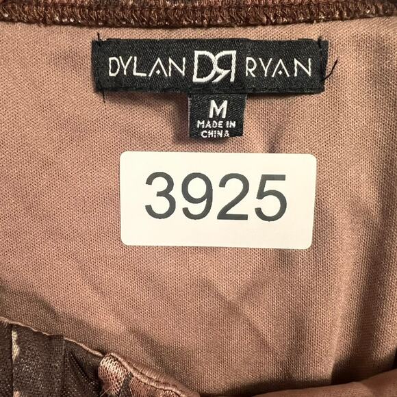 Dylan Ryan Blouse Top Women M Brown Ruched Bustier Sheer Floral Fairy - Picture 9 of 14